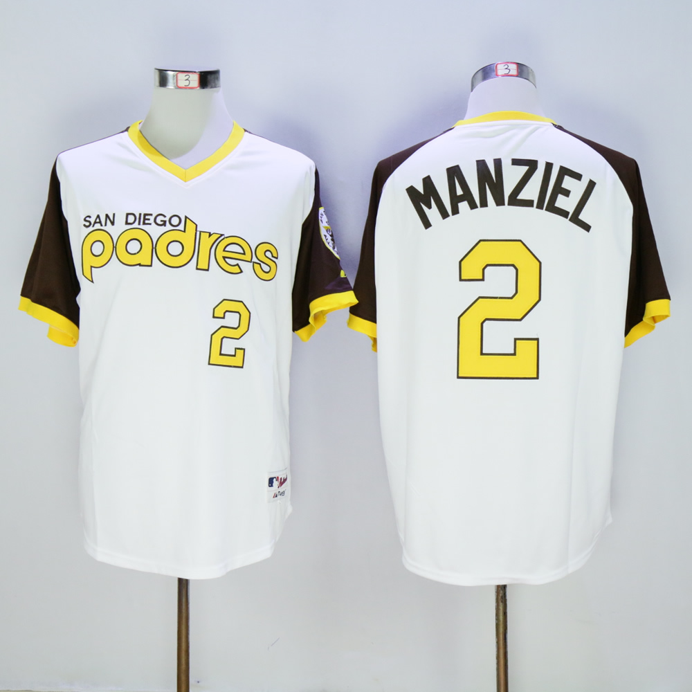 Men San Diego Padres #2 Manziel White Throwback 1978 MLB Jerseys->san diego padres->MLB Jersey